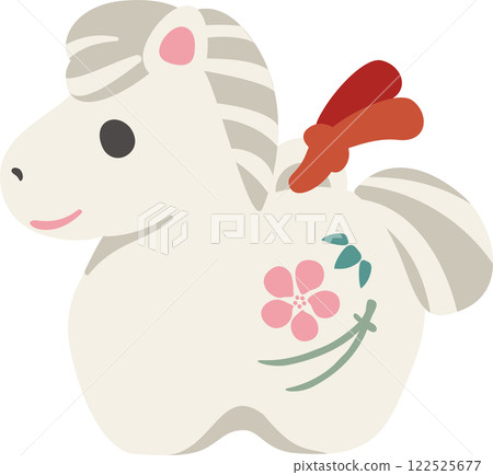 New Year 2026 New Year's card 2026 Horse Horse Clay bell Zodiac Cute Simple Design Illustration material 122525677