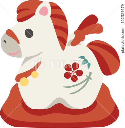 New Year 2026 New Year's card 2026 Horse Horse Clay bell Zodiac Cute Simple Design Illustration material 122525679