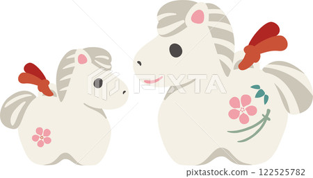 2026新年賀卡2026年馬馬泥鈴父母子女家庭十二生肖可愛設計插畫素材 122525782