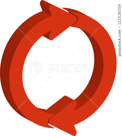 紅色三維圓形箭頭循環圖示說明 122526359