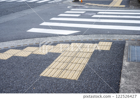 Braille block, pedestrian crossing, pedestrian, image Braille block, pedestrian crossing, pedestrian, image 122526427