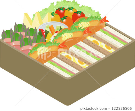 色彩繽紛的三明治午餐 122526506