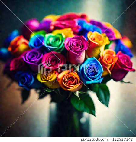 五顏六色的玫瑰花束 122527148