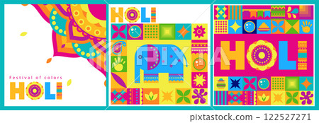 Vibrant Holi Celebration Design set vector Vibrant Holi Celebration Design set vector 122527271