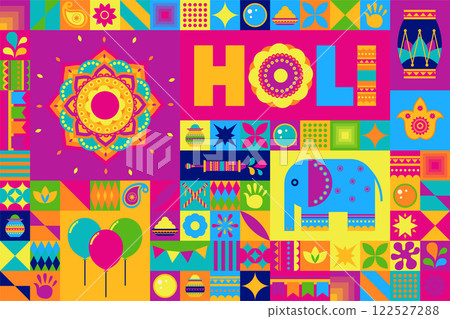 Holi Festival Mandala Artwork vector 122527288