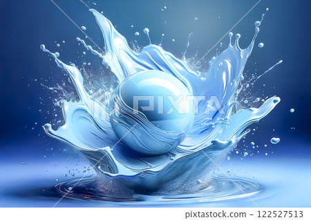 Abstract image material of glass balls and light blue paint 122527513