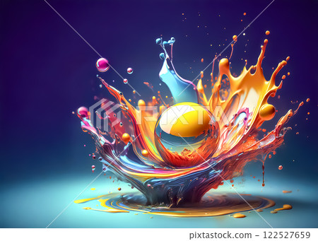 玻璃球和彩色顏料的抽象圖像素材 122527659