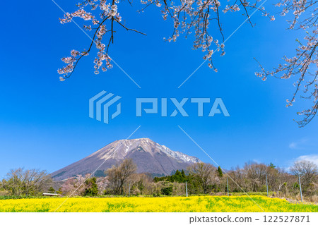 [Japan's 100 Famous Mountains] Spring view of Mt. Daisen from Soeya 17 Hoki Town, Saihaku District, Tottori Prefecture 122527871