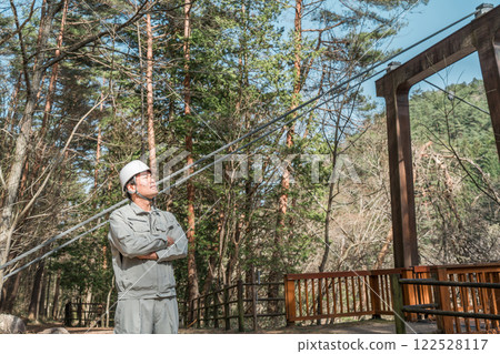 Forestry / Environmental protection / Men in work clothes at construction sites 122528117