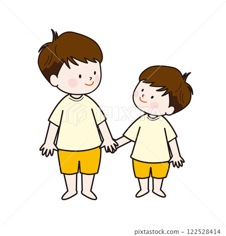 A boy holding hands 122528414