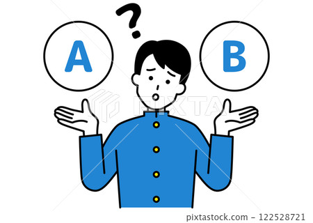A male student wondering between options A and B 122528721