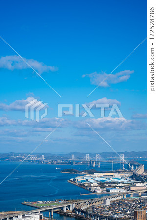 The Great Seto Bridge and Brazilian Park Washuzan Highland seen from the Aonoyama Summit Burial Mounds 122528786
