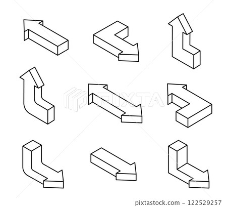 Simple arrow icon illustration set isometric 122529257