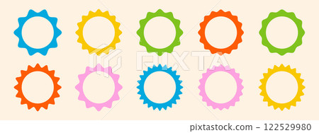 Set of circle frames with wavy edges. Squiggle photo borders with zig zag edges. Modern vector template Set of circle frames with wavy edges. Squiggle photo borders with zig zag edges. Modern vector template 122529980