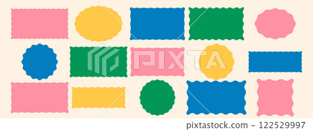 Squiggle geometric frames set. Trendy curved silhouette frame box. Modern vector template. 122529997