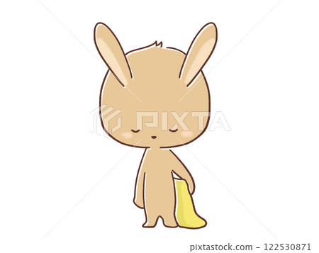 一隻兔子拿著枕頭站著的插圖 122530871