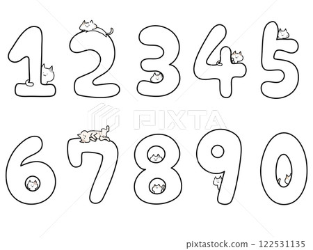 Nyanko and hand-drawn numbers set Nyanko and hand-drawn numbers set 122531135