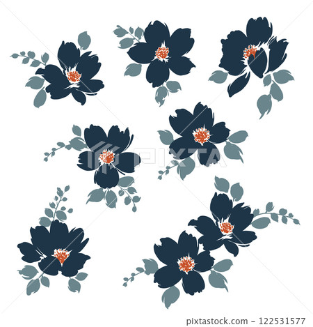 Abstract cute and simple flower material collection, 122531577