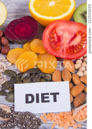 Healthy eating containing natural potassium, vitamin K, minerals and fiber 122531650