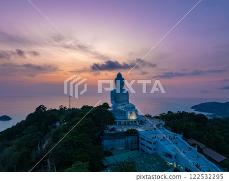 aerial view of sweet sky at Phuket big Buddha. aerial view of sweet sky at Phuket big Buddha. 122532295