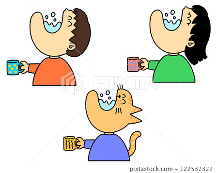 Gargle cat child illustration set 122532322