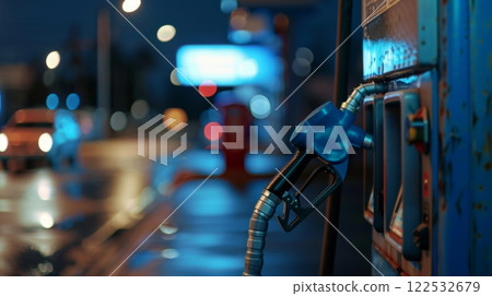 Close-Up Gasoline Fueling Station Banner 122532679
