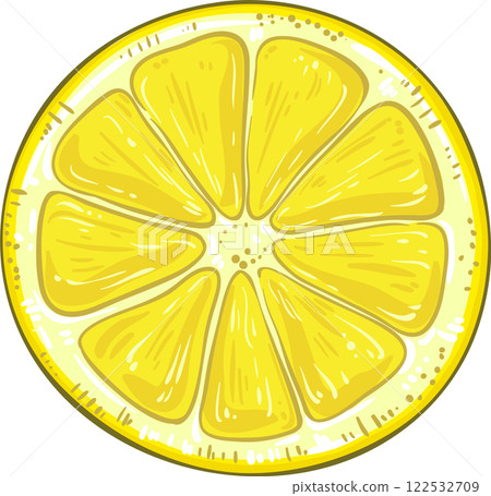 Lemon Fruit Colored Detailed Illustration. Organic natural nutritional healthy food ingredient, vegetarian diet product. Lemon Fruit Colored Detailed Illustration. Organic natural nutritional healthy food ingredient, vegetarian diet product. 122532709