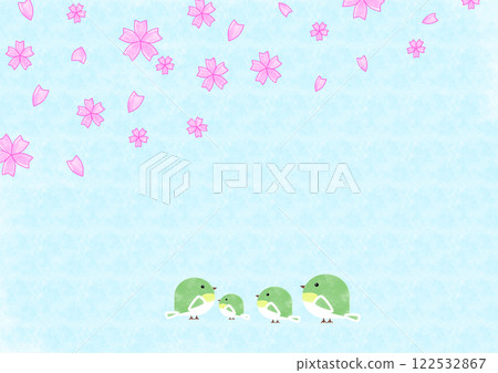 Spring and Japanese white-eye illustration 122532867