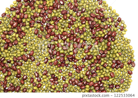 A Close Up of Dried Mixed Beans and Pulses on a White Background A Close Up of Dried Mixed Beans and Pulses on a White Background 122533064