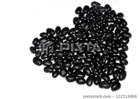 A Close Up of Dried Mixed Beans and Pulses on a White Background 122533069