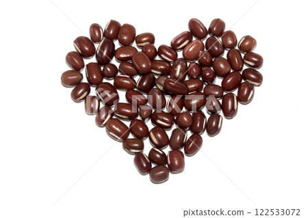 A Close Up of Dried Mixed Beans and Pulses on a White Background 122533072