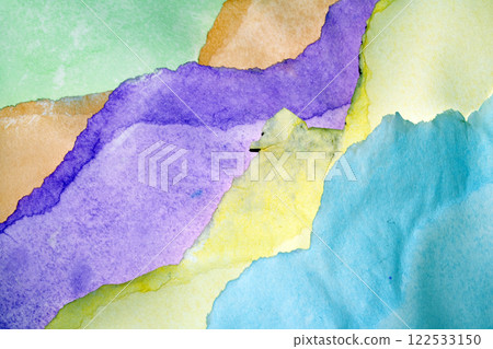 Pastel Rainbow Colour Ripped Torm Paper Background Painted with Watersolou Abstract Pastel Rainbow Colour Ripped Torm Paper Background Painted with Watersolou Abstract 122533150