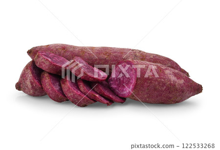 Purple Colored Sweet Potatoes on White background Purple Colored Sweet Potatoes on White background 122533268