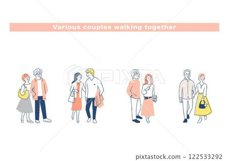 Set of 4 couples walking together 122533292
