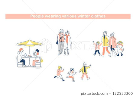 Set of people in various winter clothes 122533300