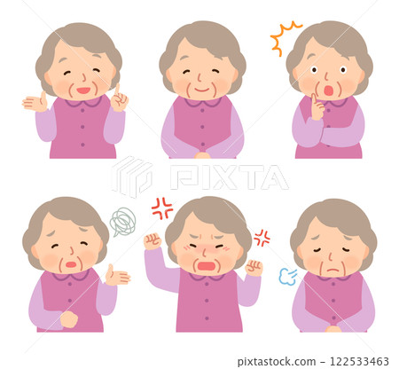 Elderly woman, facial expression pose, senior, elderly, late elderly Elderly woman, facial expression pose, senior, elderly, late elderly 122533463