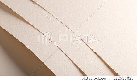 A textured beige paper background featuring elegantly curved layers that create a sense of depth and A textured beige paper background featuring elegantly curved layers that create a sense of depth and 122533823