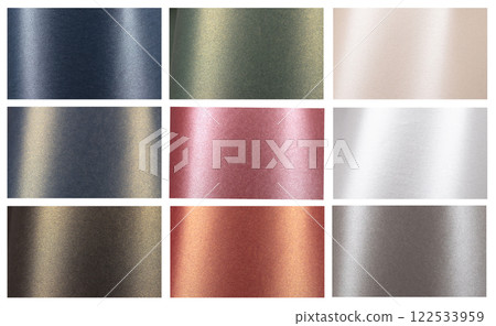 Metallic paper background featuring a gradient finish in blue, pink, green, bronze, gray, and beige. 122533959
