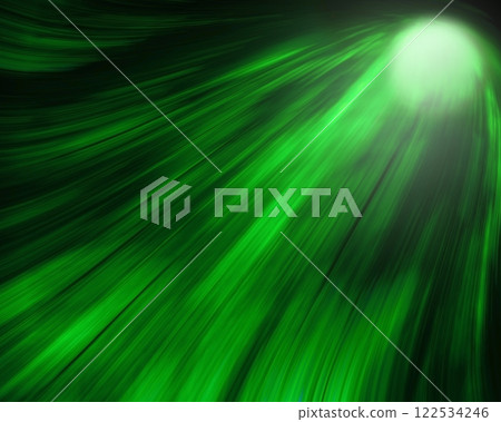 Deep in the darkness, a green laser beam falls in mist from a white light source (retouched color processing material) Deep in the darkness, a green laser beam falls in mist from a white light source (retouched color processing material) 122534246