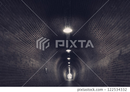 Old tunnel made of bricks, 122534332