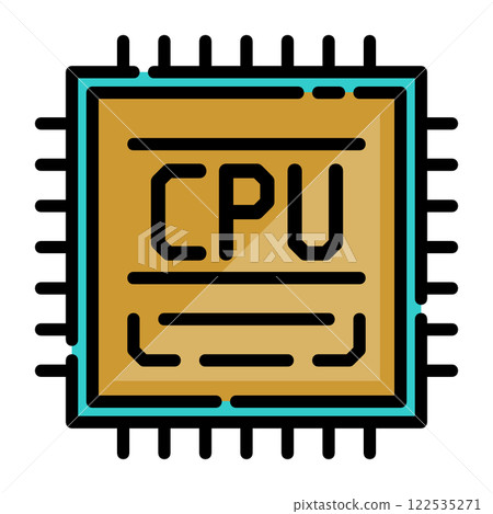Illustration of a CPU, which performs calculations in the electronic circuits that determine the performance of a computer Illustration of a CPU, which performs calculations in the electronic circuits that determine the performance of a computer 122535271