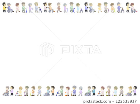 Frame illustration of an old man taking a walk Frame illustration of an old man taking a walk 122535937