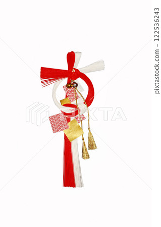 New Year decorations are displayed at the entrance to welcome the new year. 122536243