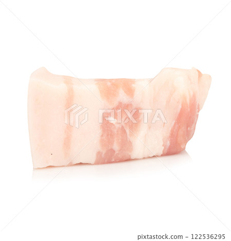 streaky pork piece cube isolated on white background streaky pork piece cube isolated on white background 122536295
