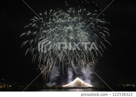 Fireworks coloring summer night sky Fireworks coloring summer night sky 122536322