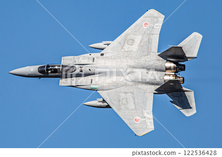 fighter jet flying in the blue sky 122536428