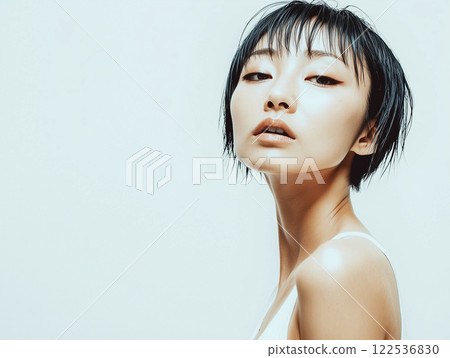 AI-generated image: Portrait of an ennui-filled young Asian woman 122536830
