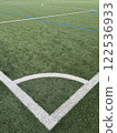 Corner arc on soccer court 122536933