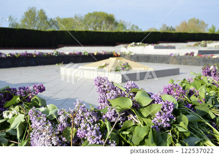 lilac flowers near the eternal flame at the Glory Memorial 122537022