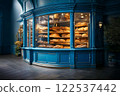Blue bakery background 122537442